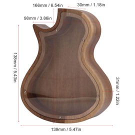 Tomotato Gitarren-Sparschwein, Mini-Sparschwein aus Holz Mit Transparenter Abdeckung, Gitarrenförmiger Kinder-Geldspartopf für Heimdekoration, Geburtstagsgeschenk