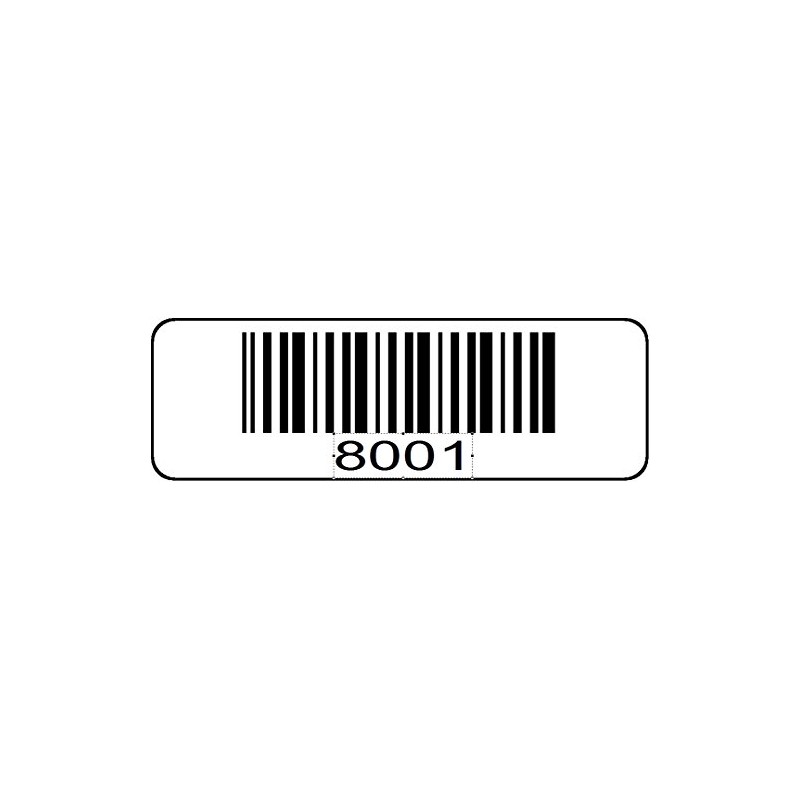 1000 Numbered Labels, Pre Printed Serial Barcodes 1-1/2" x 1/2"