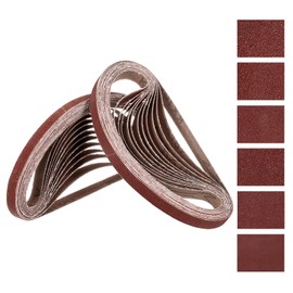 Kozelo 24 Pcs Sanding Belts 10mm x 330mm 60/80/120/150/240/400 Grit Aluminum Oxide Abrasive Sandpaper for Belt Sander Metal Grinding Wood Working Weld Rust Removal