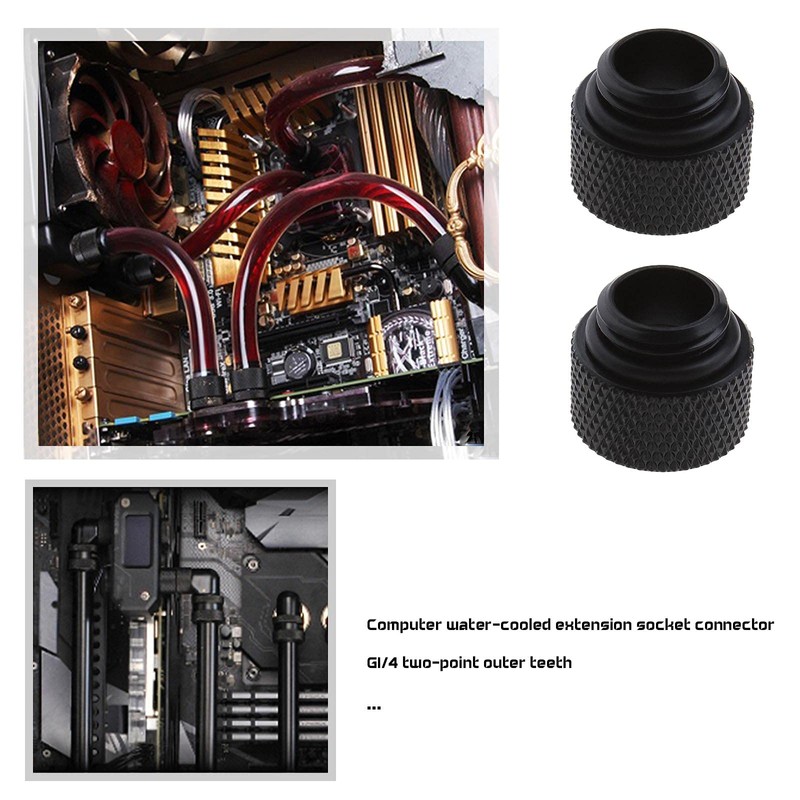 YINETTECH 4pcs G1/4 10mm Brass Water Cooling Extension Adapter with