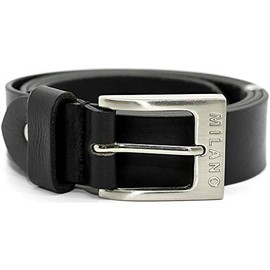 Milano Mens Full Grain Leather Belt - 1.5" (40mm) - Black Brown # ML-2920 - Black, Medium