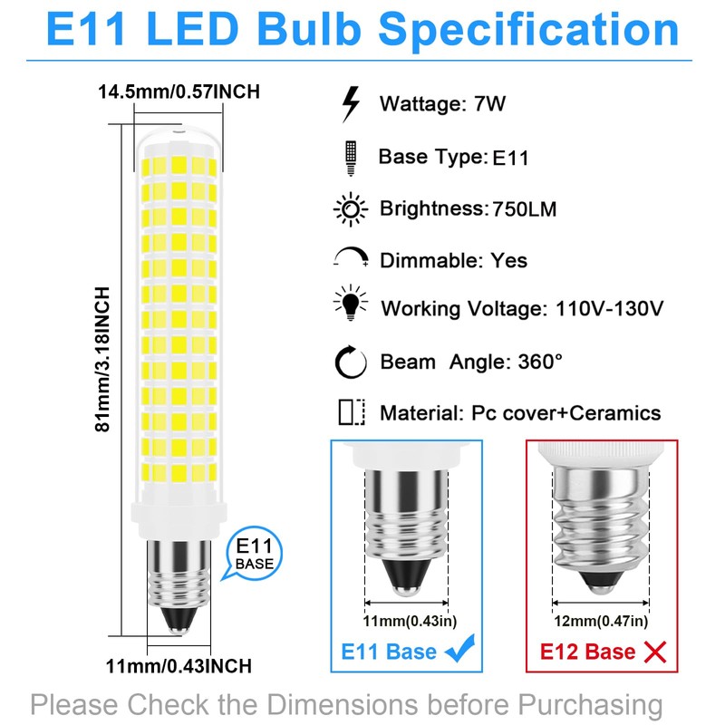 TAIYALOO E11 LED Bulb 75W Halogen Bulbs Equivalent,T4 Mini Candelabra