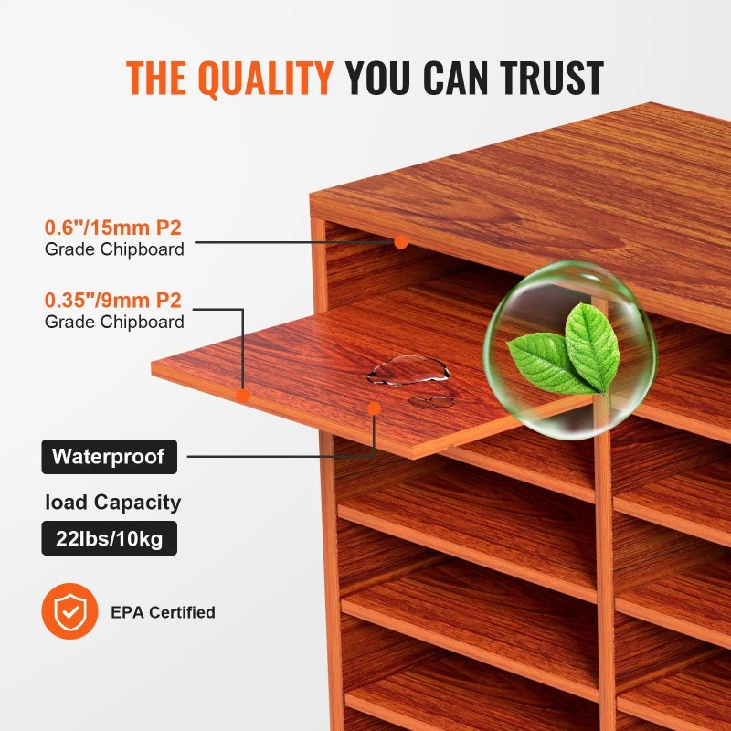 27 Compartment Medium Density Fiberboard Literature Organizer Adjustable Shelves Wood