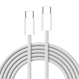 cablecc PD 27W 65W Power USB-C Type C Male to Male 480Mbps Data Cable for Phone & Tablet & Laptop White Sleeve 1M