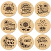 ANATTASOUL Round Wooden Coasters, Pack of 9, Sunflower Wooden Coasters,