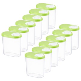 MiraHome Storage Containers 0.3 L, Set of 12, Green, Storage Jars with Lid, Airtight, Storage Container for Spices & Food, Food Storage Containers with Lid, Storage Box with Pouring Function