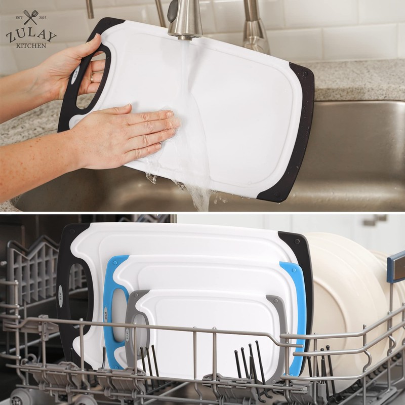 Zulay Cutting Board with Juice Grooves - Plastic White and