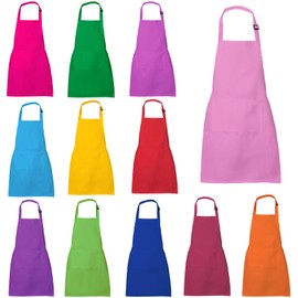 XIEJINJIA 4/12/24 Stück Kinder Schürze Wasserdicht Verstellbar mit 2 Taschen für Jungen und Mädchen Schule Küche Kochen Backen Malen Basteln