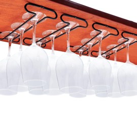 eastbao Wine Glass Rack Under Cabinet Shelf Glasses Holder Storage with Drying Stemware Rack Under Counter Metal Hanger Hanging Rack for Kitchen Black