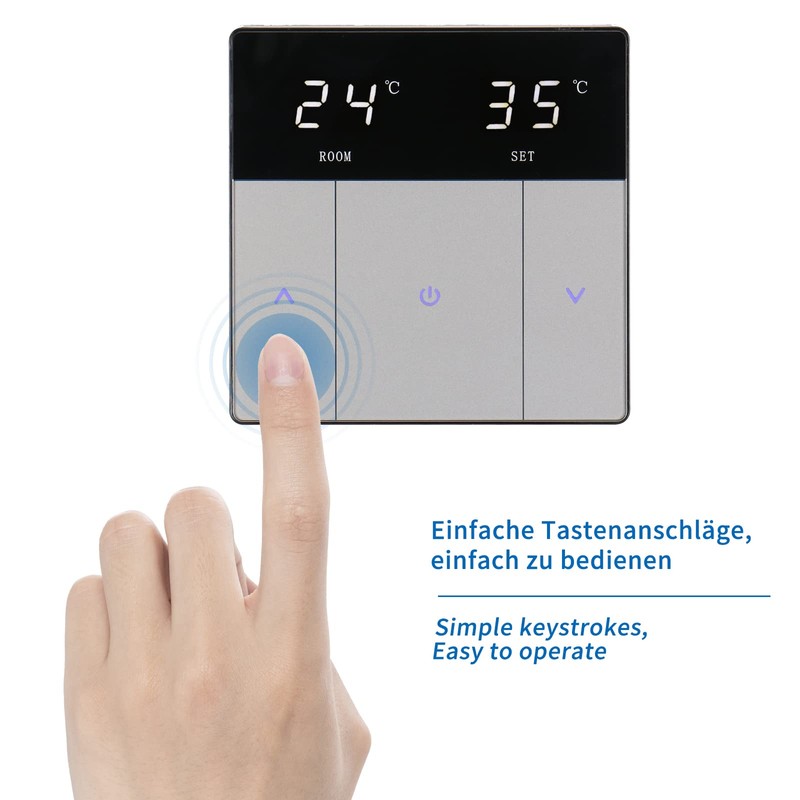 Wengart Room Thermostat WG808 for Electric Underfloor Heating Systems, Touch