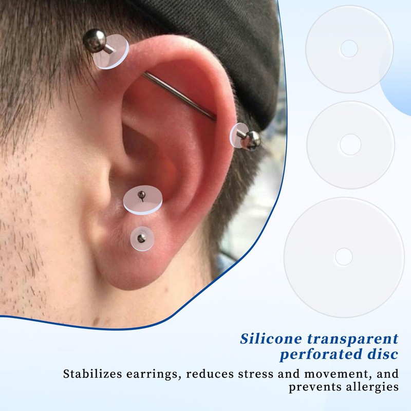 Giantree 30Pcs Clear Piercing Disc, Silicone Perforated Disc for Piercing