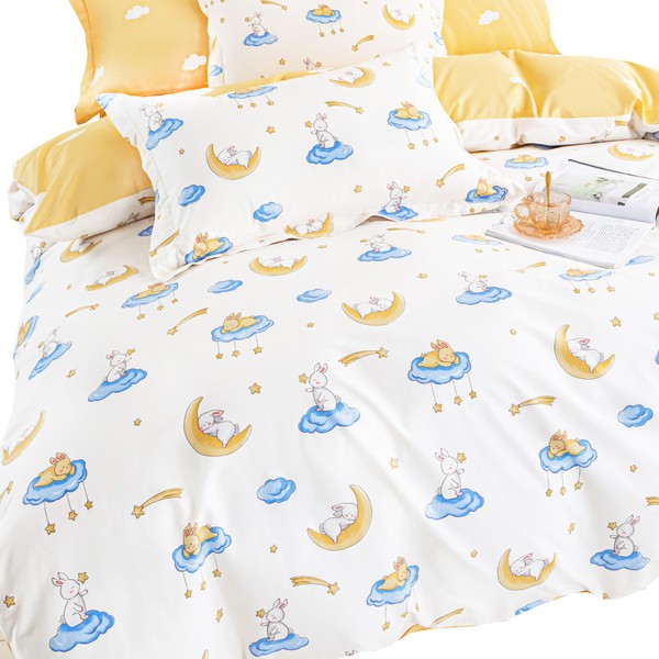 MEJU Rabbit Moon Star Cloud Cute Duvet Cover + Pillowcase