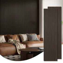 Art3d 2-Pack 94.5" x 24" Acoustic Wood Panels for Wall, Soundproof Wood Slat Panel for Wall and Ceiling, 3D Fluted Sound Absorbing Paneling for Interior Wall Decor, Living Room, Bedroom - Walnut