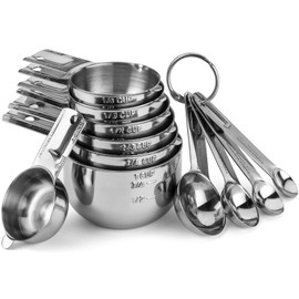 Hudson Essentials Stainless Steel Measuring Cups and Spoons Set - Stackable Set with Spout (11 Piece Set)