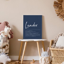 BIWSHA Leader Definition Canvas Wall Art Prints Decor for Home Bedroom Living Room Office,Inspirational Leadership Entrepreneur Themed Paintings Art Decor 11x14 Inches，Best Leader Gifts (Blue)