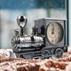 FAVOMOTO Grey Retro Train Clock Model Train Locomotive Clock Table