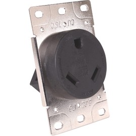 Journeyman-Pro RV 30 Amp, 125 Volt, NEMA TT-30R, 2P, 3W | Flush Mounting Power Receptacle Outlet, Straight Blade, Industrial Grade, Grounding, Side Wired, Steel Strap, Black, HJP-7313-S00 (1, TT-30R)