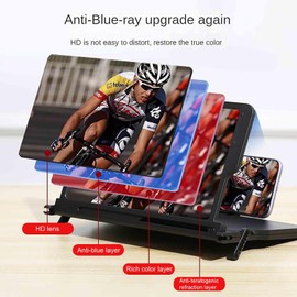 12" Screen Magnifier for Cell Phone 3D HD Magnifing Projector Screen Enlarger Smartphone Desktop Bracket Universal Cellphone Screen Magnifier Holder (Black)