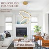 Sparklelf Modern LED Chandelier Gold 2-Rings Pendant Light Circular Flush