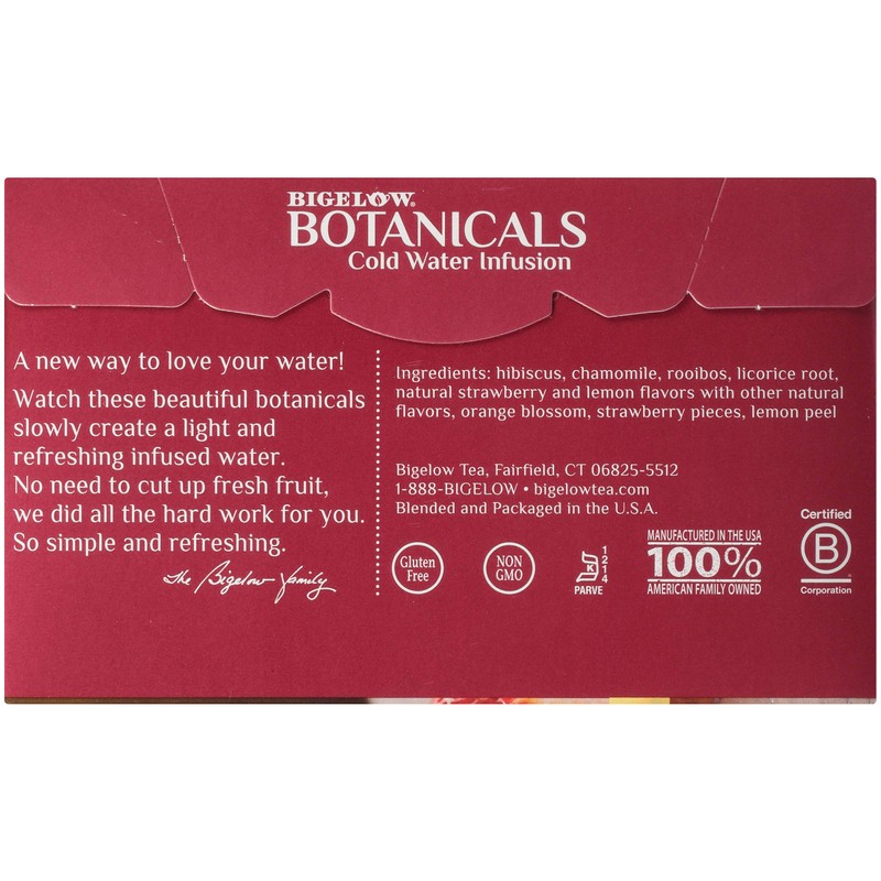 Bigelow Botanicals Cold Water Infusion Strawberry Lemon Orange Blossom Tea