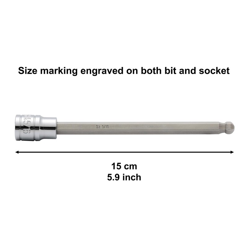 CASOMAN 3/8"Drive Extra Long Ball-End Hex Bit Socket Set, 18