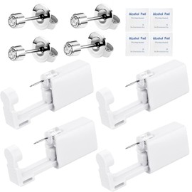 4 Pcs Ear Piercing Kit - Self Disposable Ear Piercing Gun Built-In Earring Stud at Home Piercing Kit Tool Low Pain Easy Use for Salon 3mm
