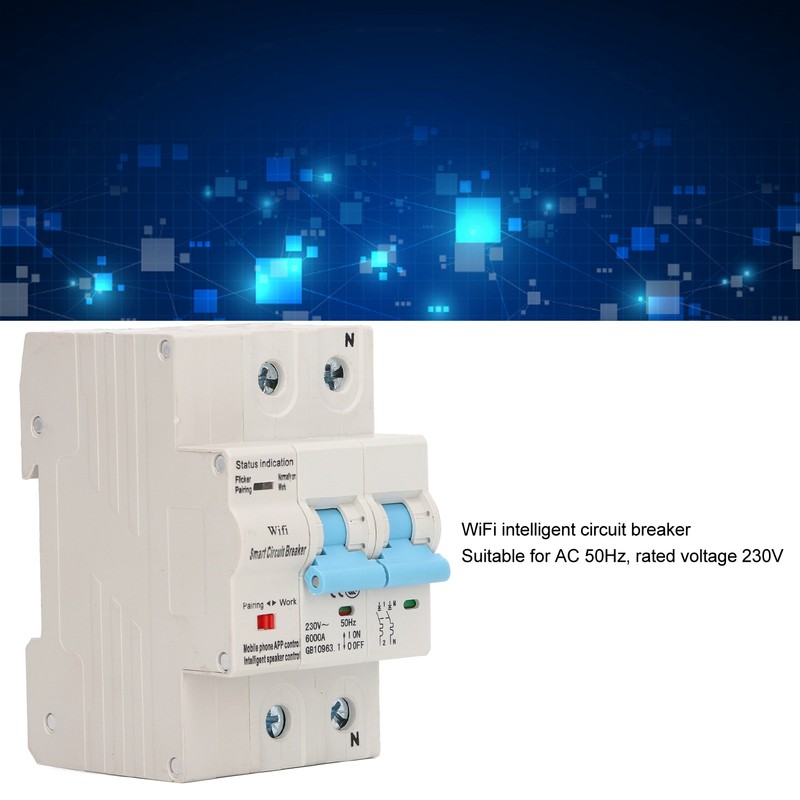 Wifi Circuit Breaker 2P DIN Rail Mount Remote Control Smart