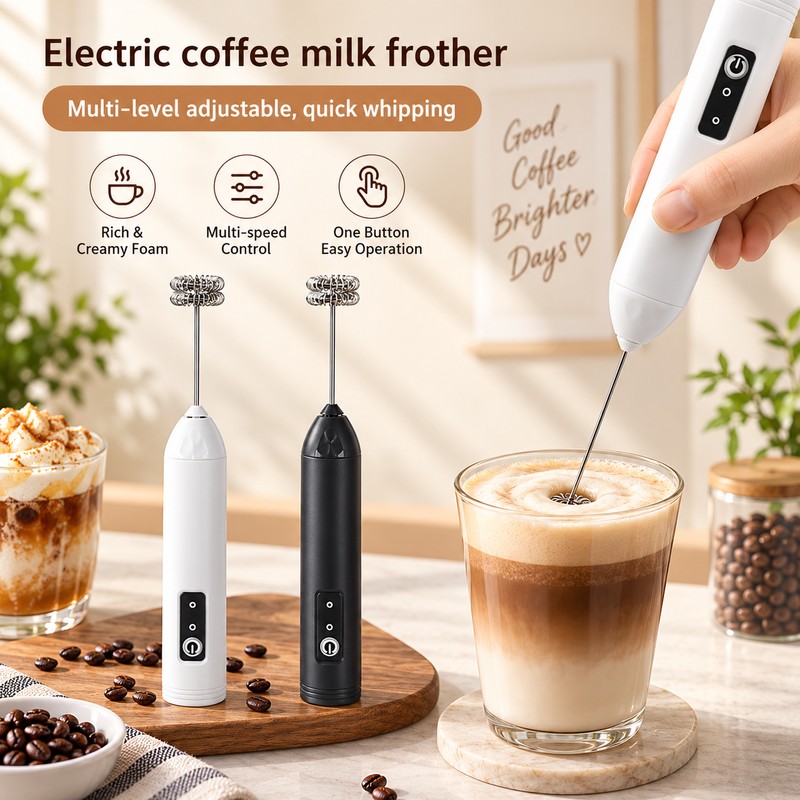 Wireless Milk Frother Electric Type-C Handheld Blender Stainless Steel Mini
