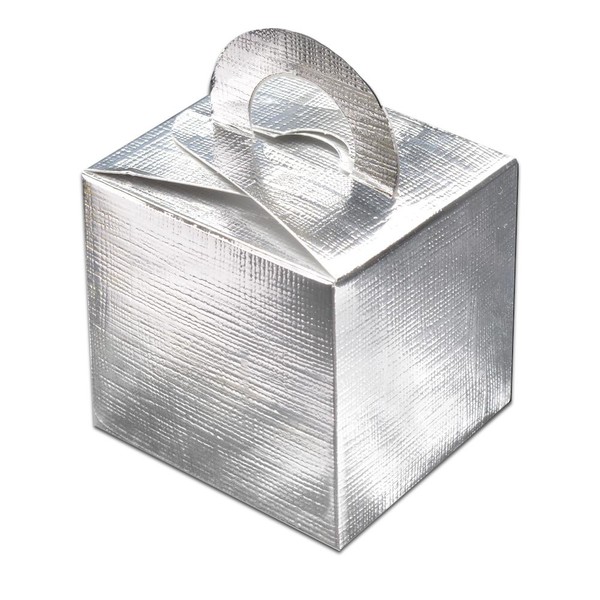10 Pack of Cute Favour Gift Boxes in Shiny Silver