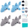 ORIGACH 4 Sets Crochet Shark Kit for Beginner Adults, Handmade