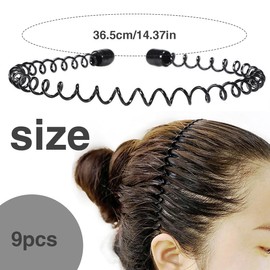 Mens Hair Band Sports Hair Bands Men,Hoop Spring Wave Hairband, Non-Slip Sports Fashion Headband, Metal Hair Band Men, Hair Hoop Outdoor Sports, Suitable for Outdoor Sports,Everyday Wear. (9 Pcs)