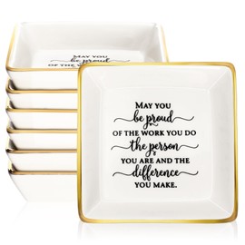 Suzile Employee Appreciation Gifts Trinket Dish Gifts Bulk Ceramic Ring Jewelry Tray Sign Jewelry Dish for Women Teacher
