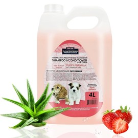 Alpha Dog Series Natural Puppy Shampoo and Conditioner Tear Free with Aloe Vera, pH-Balanced Shampoo for Puppies, Tearless Dog Shampoo and Conditioner, Puppy Wash Sensitive Skin 4L (1 Gallon)
