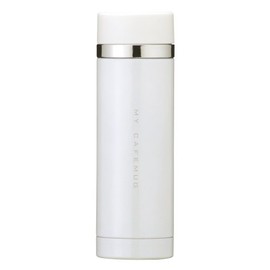 Pearl Metal H-6929 Water Bottle, 10.1 fl oz (300 ml), Direct Drinking, Stainless Steel Mug, Pure White, Premium My Cafe Slim