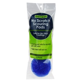 EVERCLEAN 3 Pack Non-Scratch Scouring Pad - Plastic Mesh Scourers Safely Clean Glass, Nonstick Cookware & Bakeware - 3-1/2" in Diameter Assorted Colors (6225.0)