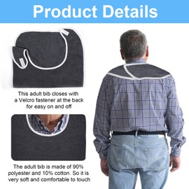 Yuanchu Unisex Adult Bibs for Elderly Women, Adjustable Adult Bibs for Men Washable Bib for Eating Waterproof Terry Bib Clothing Protectors Feeding Adult Bibs Gifts for Elderly Senior (Gray)