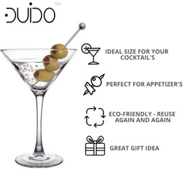 Cocktail Picks Martini Stirrers Toothpicks – (24 Pack / 4 & 8 Inch) Reusable Cocktail Picks - Stainless Steel Metal Drink Skewers Sticks for Martini Olives Appetizers Bloody Mary Brandied