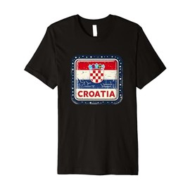 Retro Vintage Patriotic Croatian Banner Flag Croatia Fan Premium T-Shirt