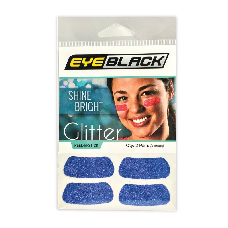 EyeBlack Blue Softball Glitter Eye Black Strips, 2 Pairs Glitter