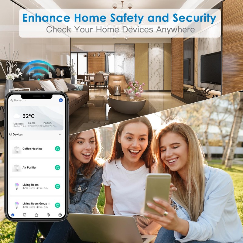 Smart Plug 10A FreshLink Smart Indoor Socket Wi-Fi Bluetooth with