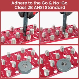 JoblikeBrez Thread Checker, 30 Nut and Bolt Thread Checker, Bolt Size and Thread Gauge 15 Standard & 15 Metric, Bolt Size Finder, Wall-Mountable Bolt Thread Identifier Gauge with Inch & CM Ruler