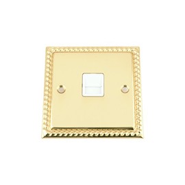 Master Telephone BT Plug Socket - Polished Brass - Georgian - White Insert