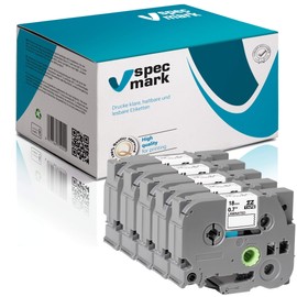 specmark TZe-242 Label Tape 18 mm x 8 m Set x 5 Red on White Tape Compatible with Printer Brother PT P-touch AZe-242 EZe-242 TZ-242 TZ2-242