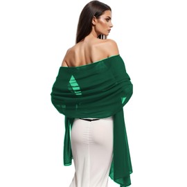 Wander Agio Womens Shawl Party Wraps Evening Dress Bridesmaid Long Scarves for Wedding Lightweight Chiffon Translucent Grass Green 08