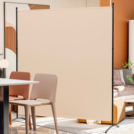 Room Divider Portable Wall Divider for Room Partition, Upgarded Design Privacy Room Divider Panel W/Wheels, Freestanding 6FT Room Partitions for Office, Classroom, Studio Separators (Beige, 63‘’)