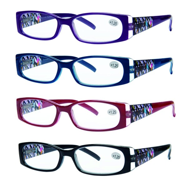 READING GLASSES 4 Pack Quality Readers Spring Hinge Stylish Designed