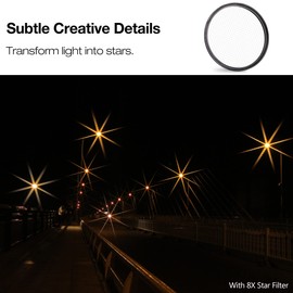 Walking Way 8 Points Star Filter 58 MM Variable Twinkle Effect STAR Filter - Cross-screen Filter - Slim Sparkling Effect Lens Filter