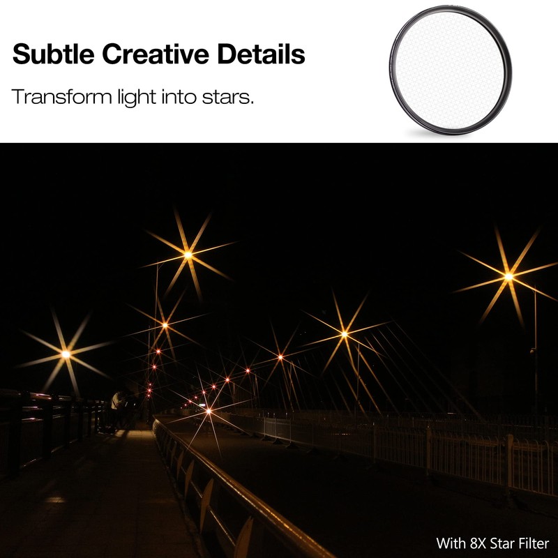 Walking Way 8 Points Star Filter 58 MM Variable Twinkle