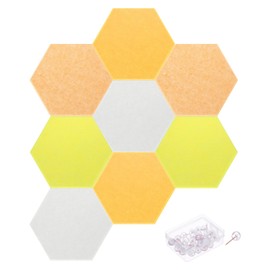 MECCANIXITY Hexagon Acoustic Panels 30x26cm B1 Fireproof Soundproof Foam Panels with 30 Push Pins for Wall Decoration Home Studio Office(White, Orange, Lemon Yellow, Gold)