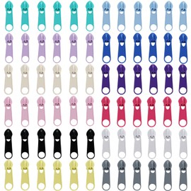 DOITEM 72Pcs Zipper Repair Kit Zipper Replacement 5# Zipper Pull Rescue Kit for Clothing Jackets Purses Luggage Backpacks (12 Colors)